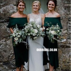 black off shoulder chiffon bridesmaid dress